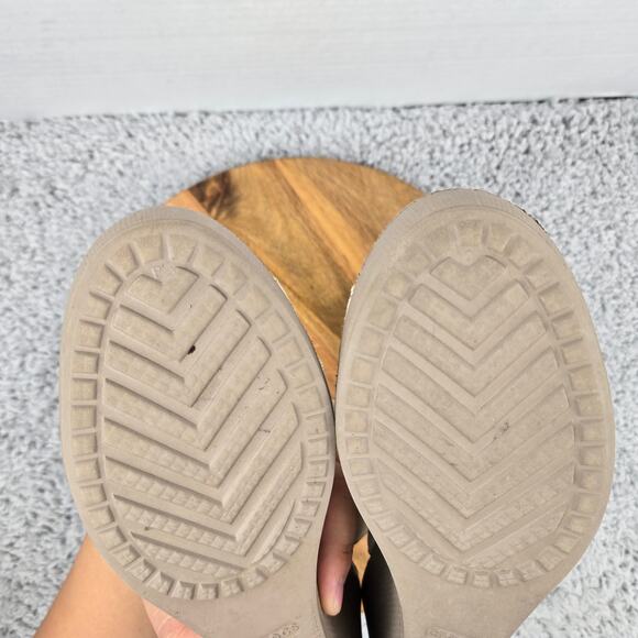 Crocs Leigh II Beige Canvas Leather Ankle Strap Casual Wedge Sandal Womens 9 - Picture 11 of 14